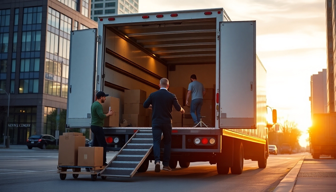 Apex Full-Service Moving Calgary AB team expertly loading boxes into a professional moving truck in Calgary, ensuring safe transport.