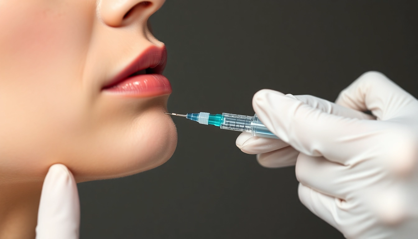 Fettwegspritze Zürich: Medical professional performing injection to reduce facial fat, highlighting precise procedure and reassurance.