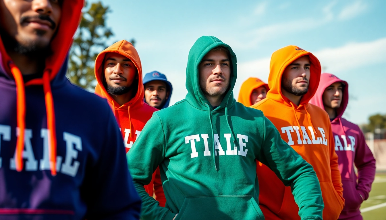 Showcase of high-quality teamwear hoodies worn by athletes, emphasizing customization and vibrant branding for active teams.