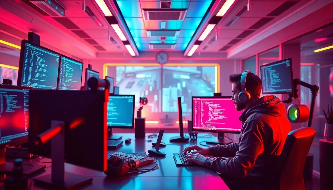 Java programming in a modern workspace with developers focusing on writing clean code,
