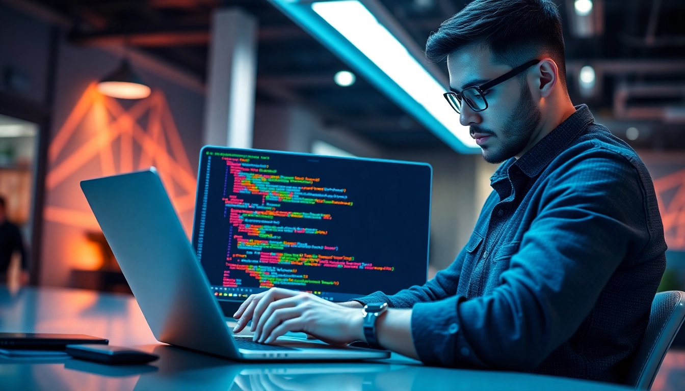 Java developer coding in a modern workspace to showcase freelance technology skills