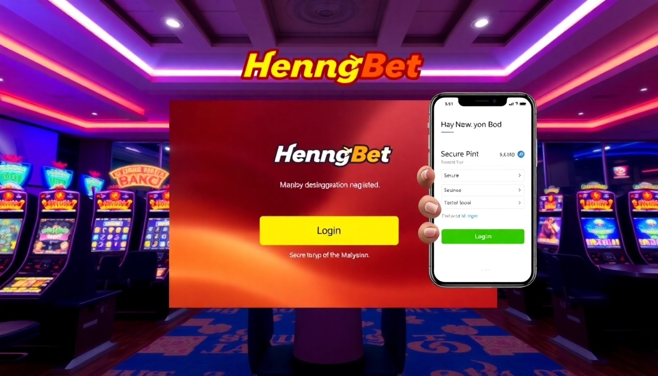 Hengongbet features secure login screens and a colorful online casino platform designed to