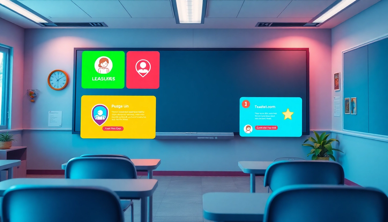 Students engaged in gamified learning creation using interactive digital tools in a colorful