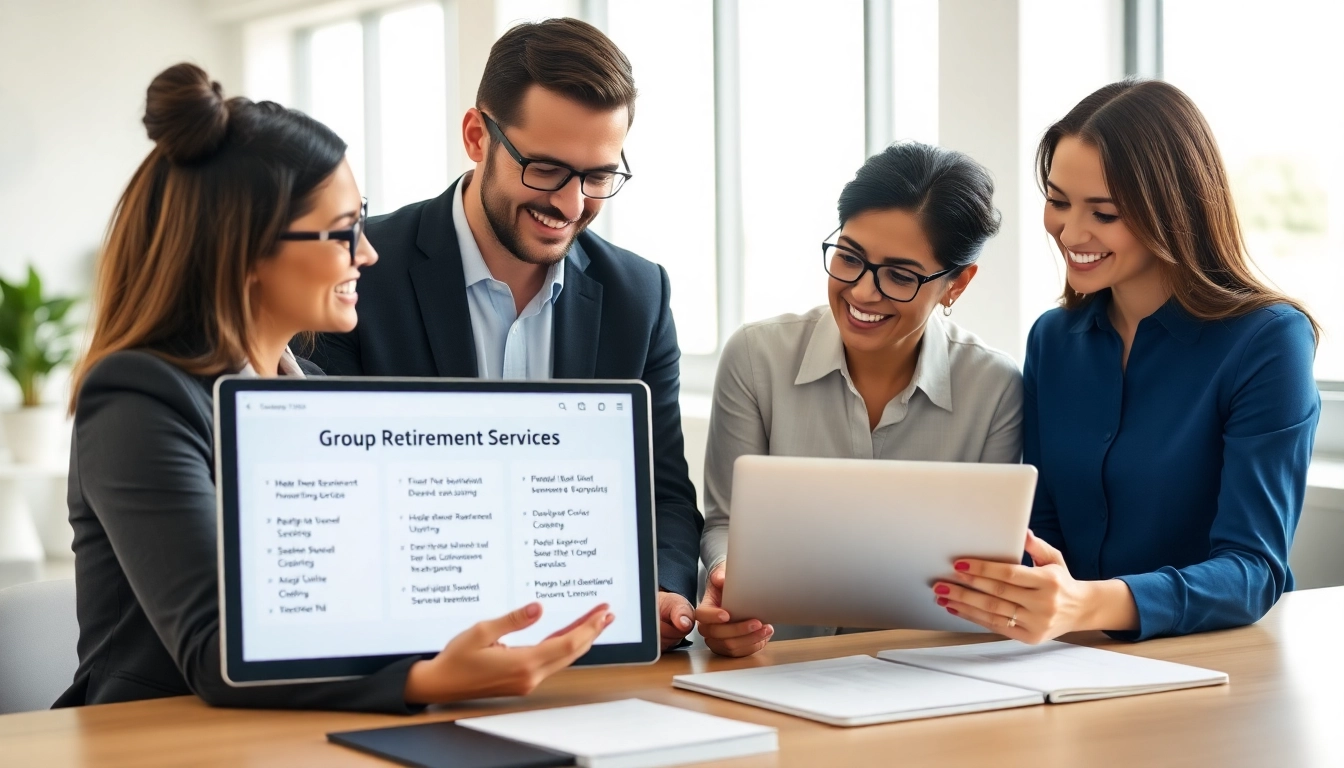 Experienced advisors explaining group retirement services options to HR professionals in Canada