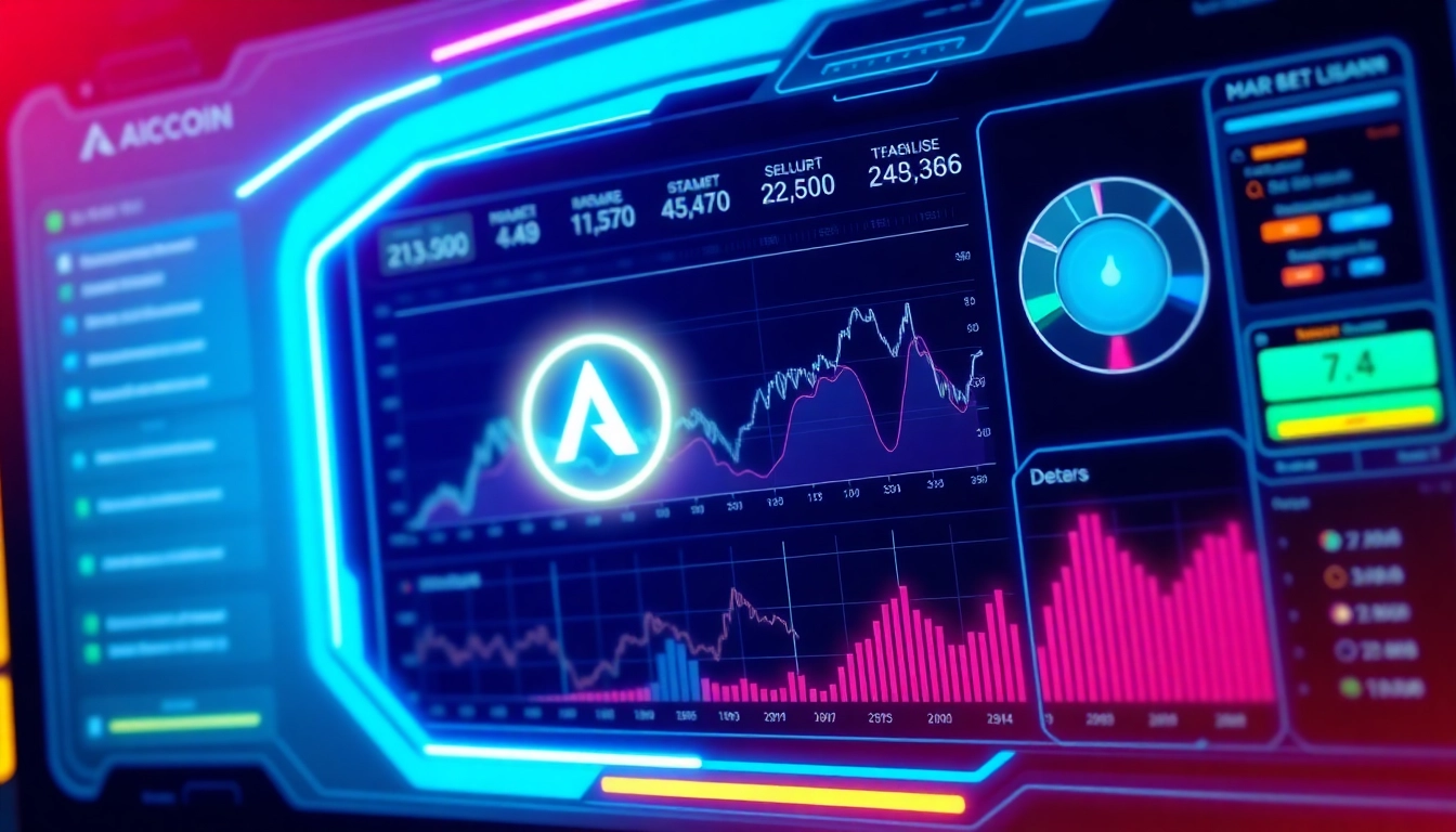 High-tech aicoin trading platform with real-time charts and analytics for investors and traders